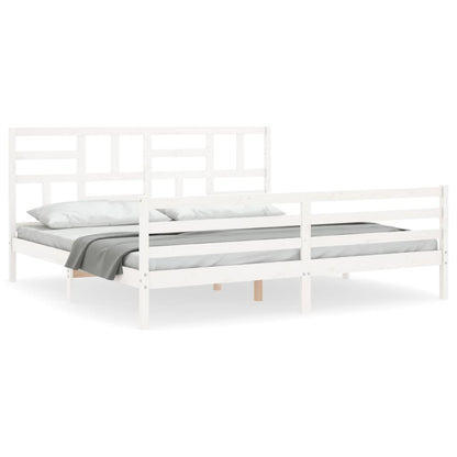 Bed Frame without Mattress White 200x200 cm Solid Wood
