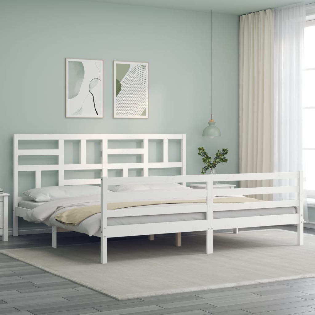 Bed Frame without Mattress White 200x200 cm Solid Wood