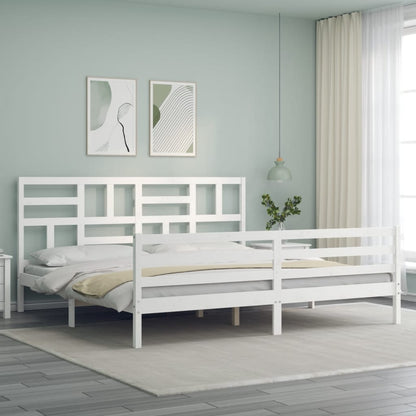 Bed Frame without Mattress White 200x200 cm Solid Wood
