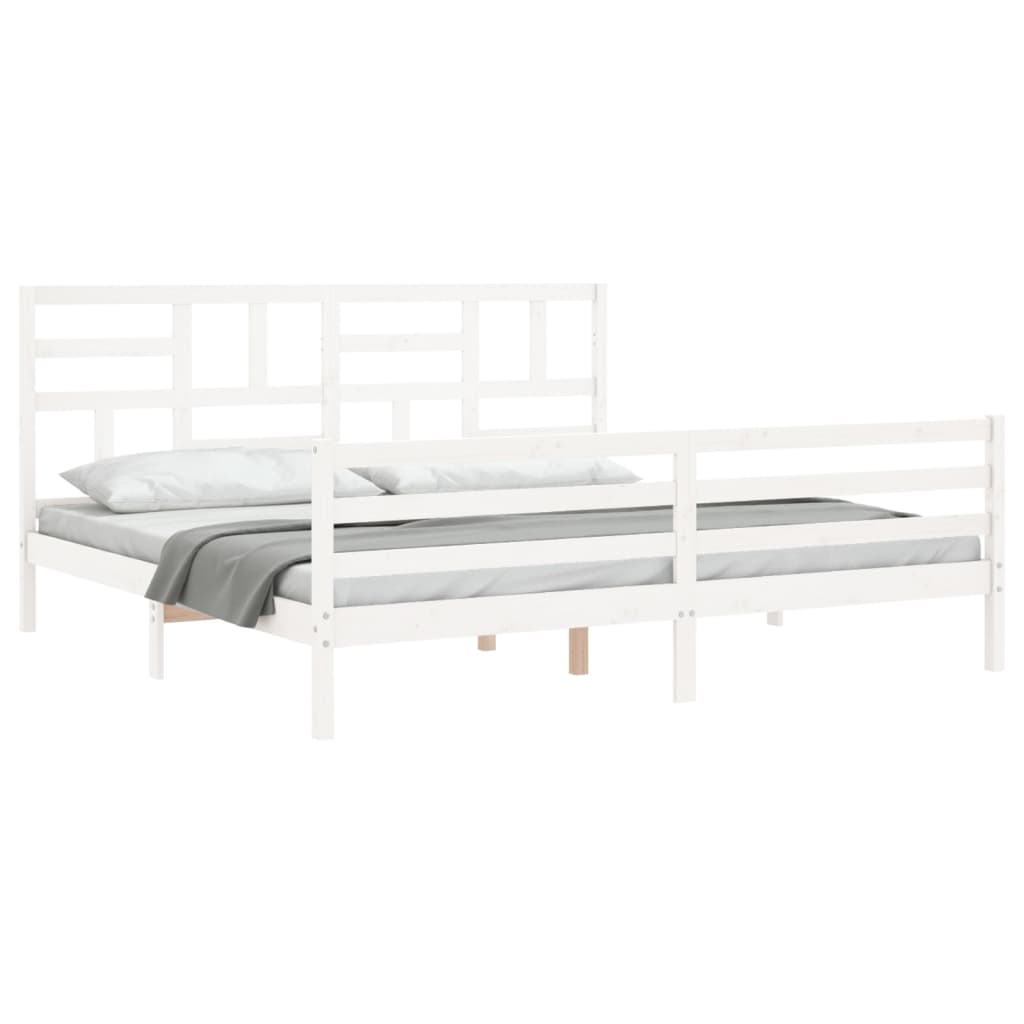 Bed Frame without Mattress White 200x200 cm Solid Wood