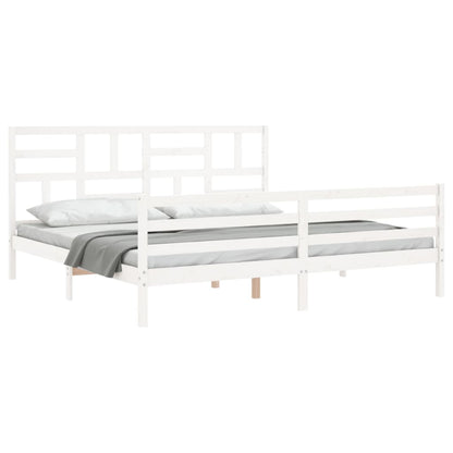 Bed Frame without Mattress White 200x200 cm Solid Wood