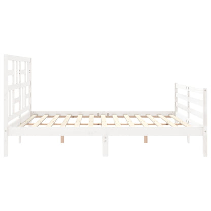 Bed Frame without Mattress White 200x200 cm Solid Wood