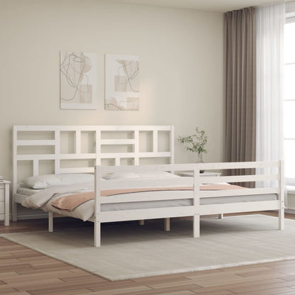 Bed Frame without Mattress White 200x200 cm Solid Wood