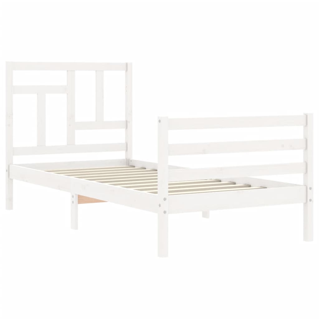 Bed Frame without Mattress White Single Solid Wood