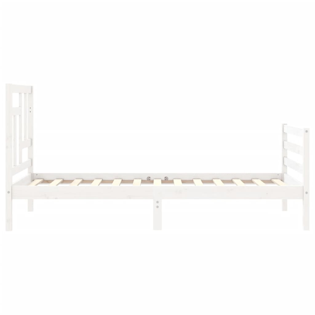 Bed Frame without Mattress White Single Solid Wood
