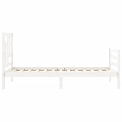 Bed Frame without Mattress White Single Solid Wood