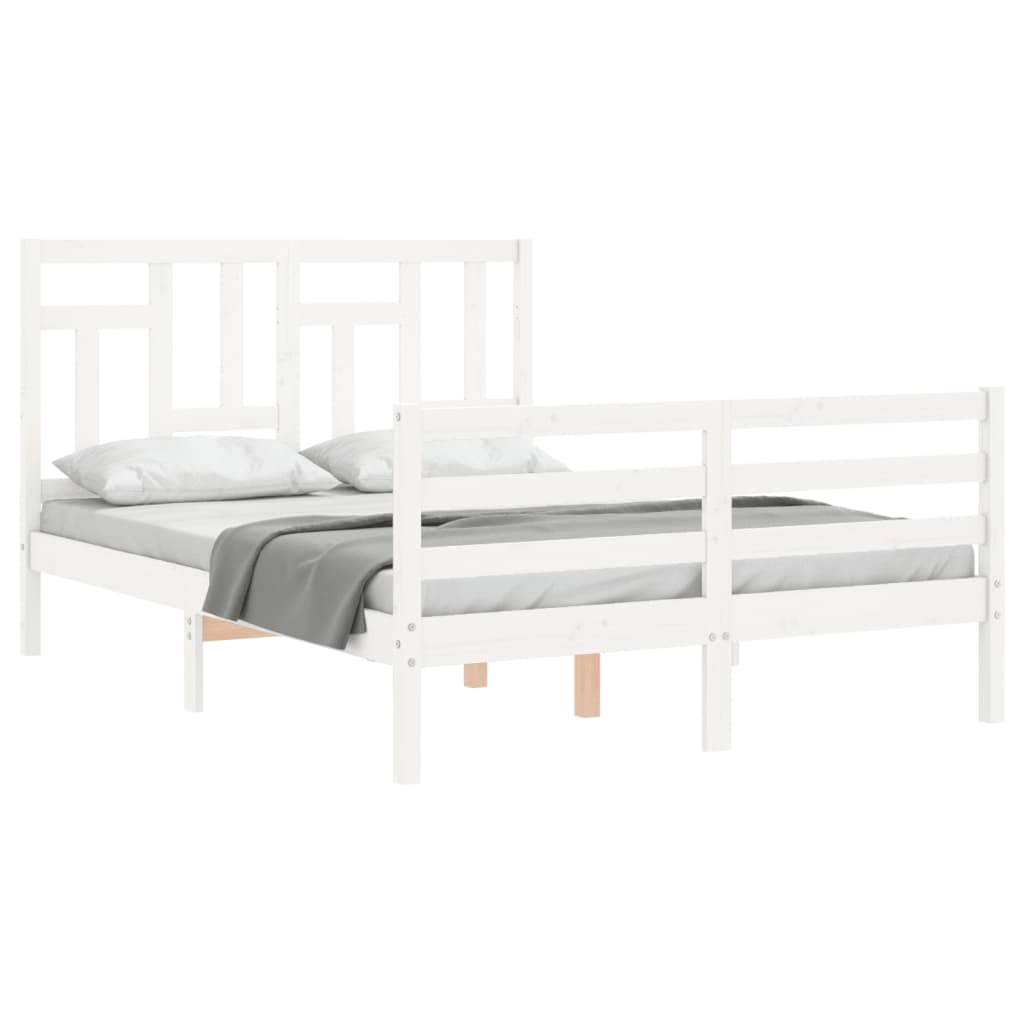 Bed Frame without Mattress White Small Double Solid Wood
