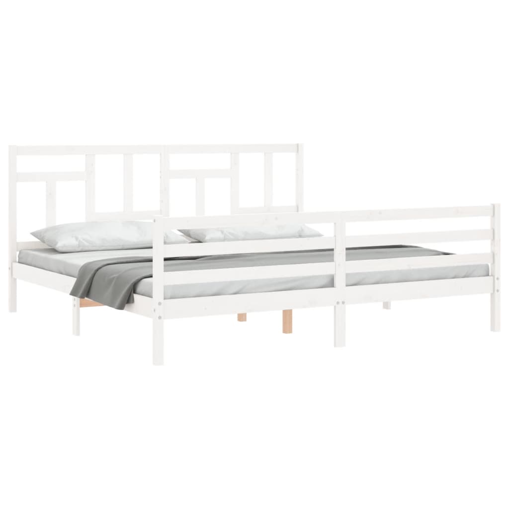 Bed Frame without Mattress White 200x200 cm Solid Wood