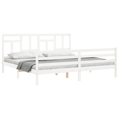 Bed Frame without Mattress White 200x200 cm Solid Wood