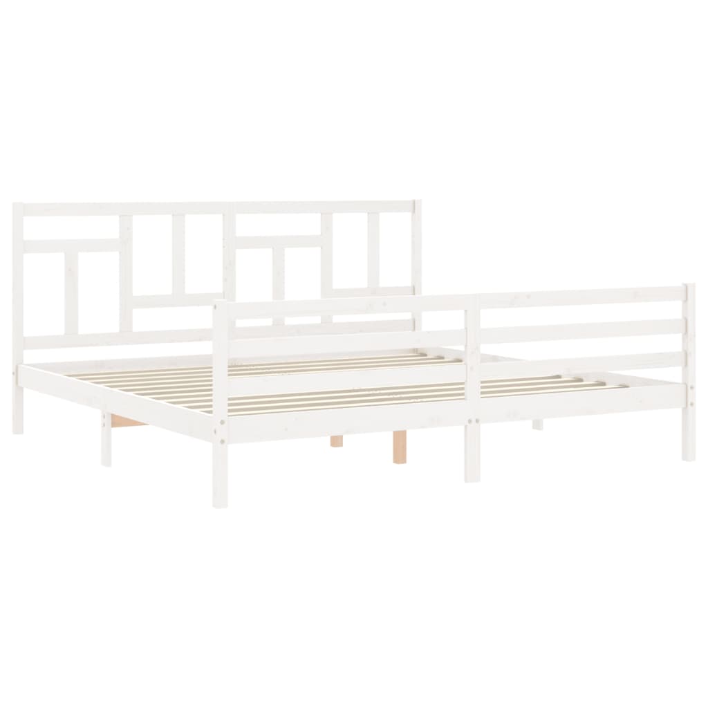 Bed Frame without Mattress White 200x200 cm Solid Wood