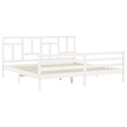 Bed Frame without Mattress White 200x200 cm Solid Wood