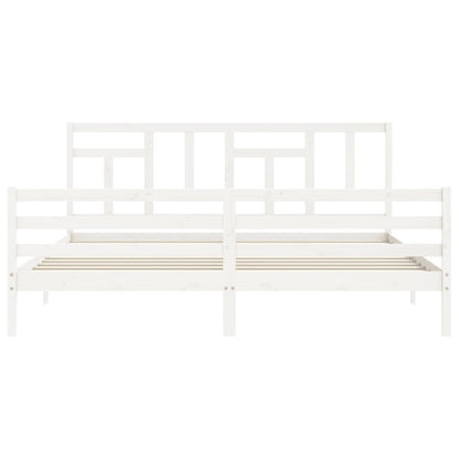 Bed Frame without Mattress White 200x200 cm Solid Wood