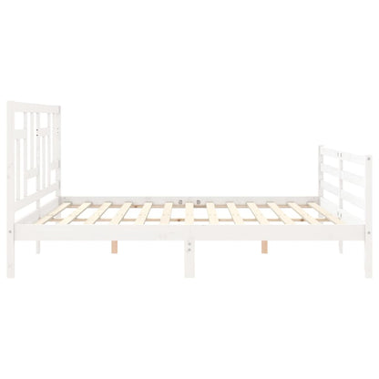 Bed Frame without Mattress White 200x200 cm Solid Wood