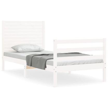 Bed Frame without Mattress White Single Solid Wood