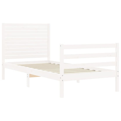Bed Frame without Mattress White Single Solid Wood