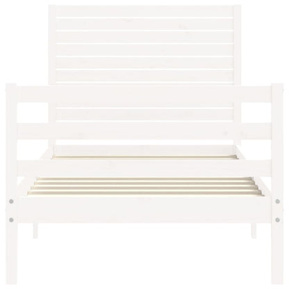 Bed Frame without Mattress White Single Solid Wood
