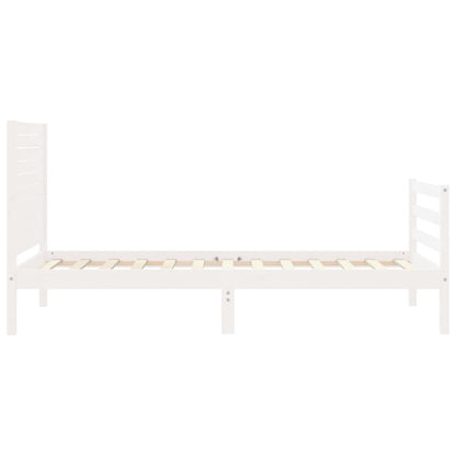 Bed Frame without Mattress White Single Solid Wood