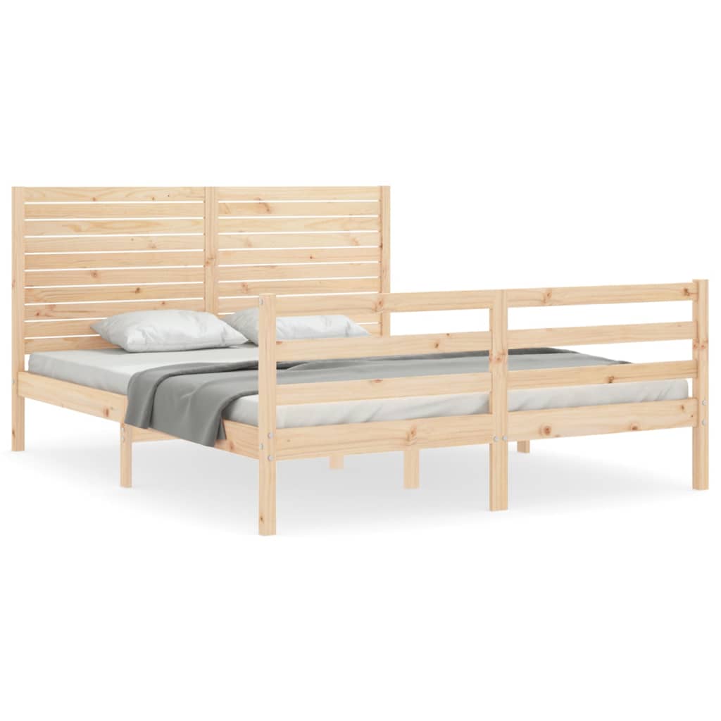 Bed Frame without Mattress King Size Solid Wood