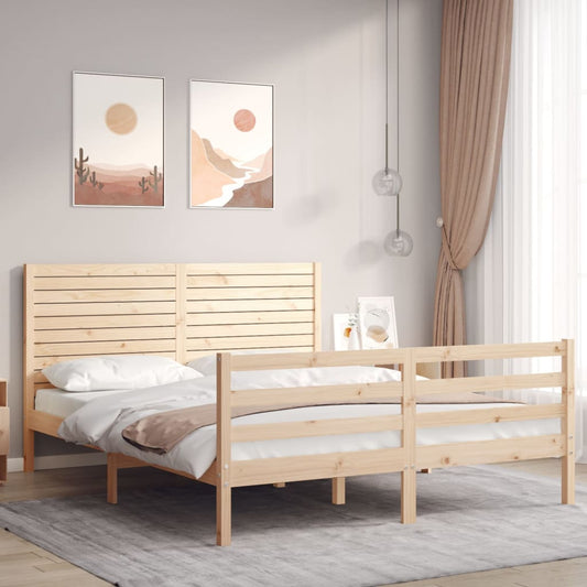 Bed Frame without Mattress King Size Solid Wood