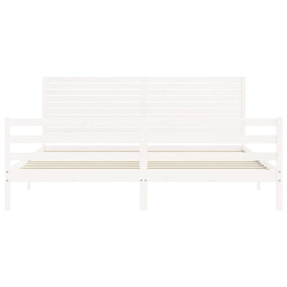 Bed Frame without Mattress White Super King Size Solid Wood