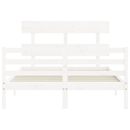 Bed Frame without Mattress White Small Double Solid Wood