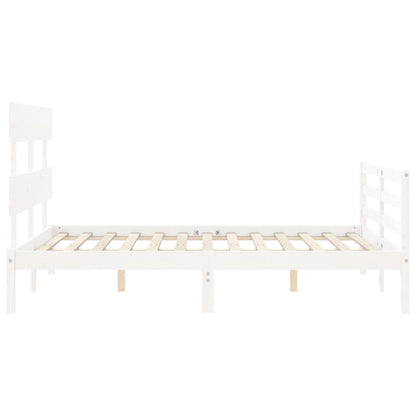 Bed Frame without Mattress White Small Double Solid Wood