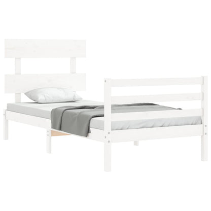 Bed Frame without Mattress White 100x200 cm Solid Wood