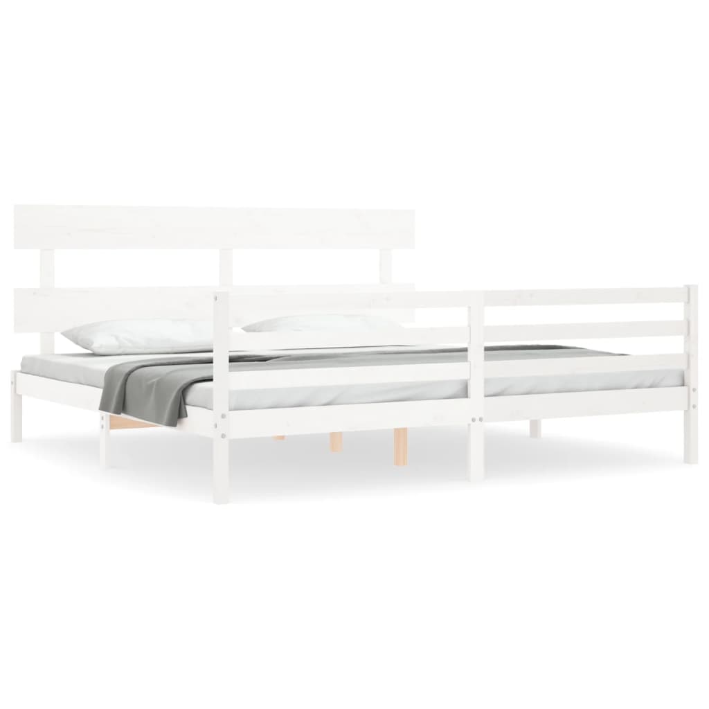 Bed Frame without Mattress White 200x200 cm Solid Wood