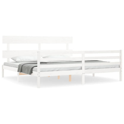 Bed Frame without Mattress White 200x200 cm Solid Wood