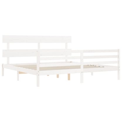 Bed Frame without Mattress White 200x200 cm Solid Wood