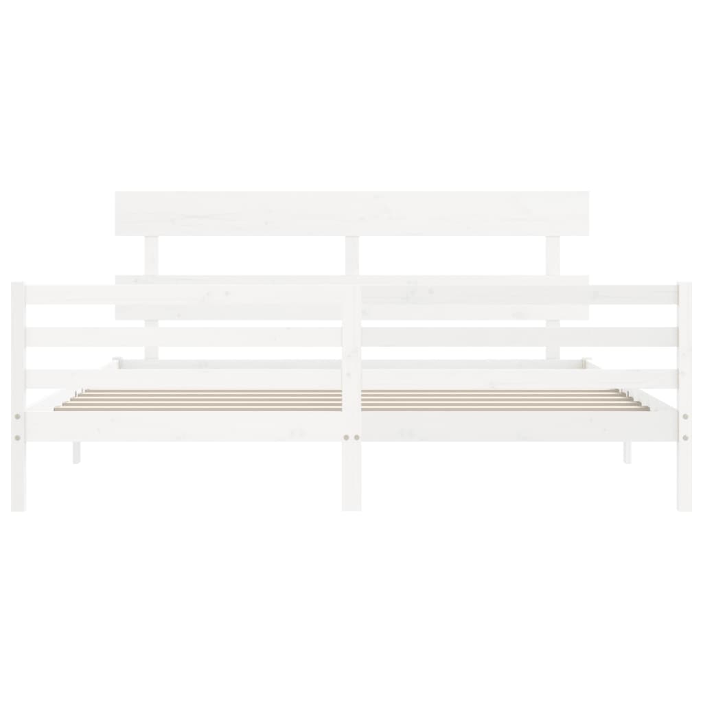 Bed Frame without Mattress White 200x200 cm Solid Wood