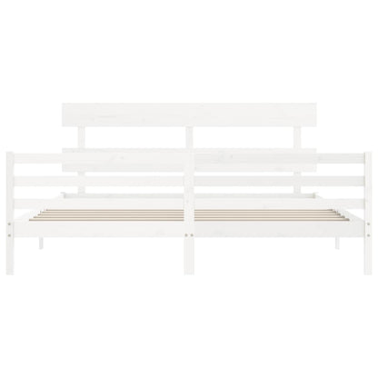 Bed Frame without Mattress White 200x200 cm Solid Wood