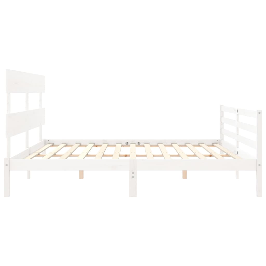 Bed Frame without Mattress White 200x200 cm Solid Wood