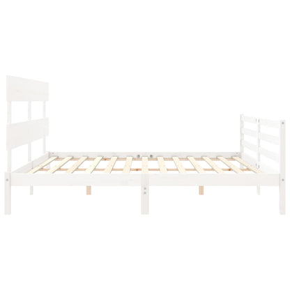 Bed Frame without Mattress White 200x200 cm Solid Wood