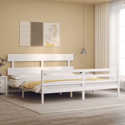 Bed Frame without Mattress White 200x200 cm Solid Wood