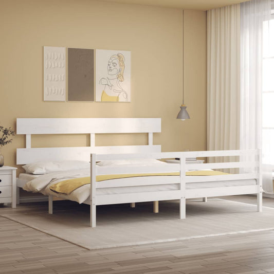 Bed Frame without Mattress White 200x200 cm Solid Wood