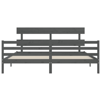Bed Frame without Mattress Grey 200x200 cm Solid Wood