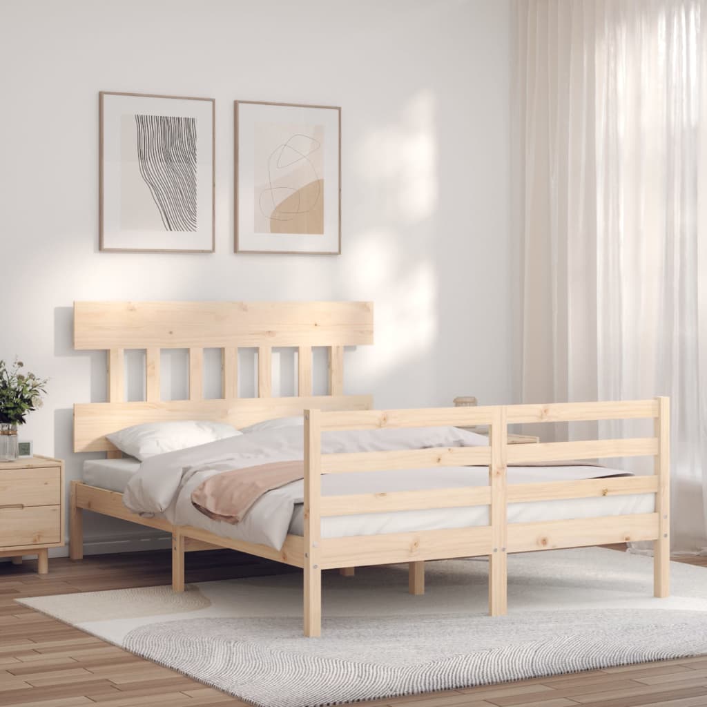 Bed Frame without Mattress 140x190 cm Solid Wood