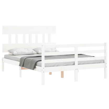 Bed Frame without Mattress White 140x190 cm Solid Wood