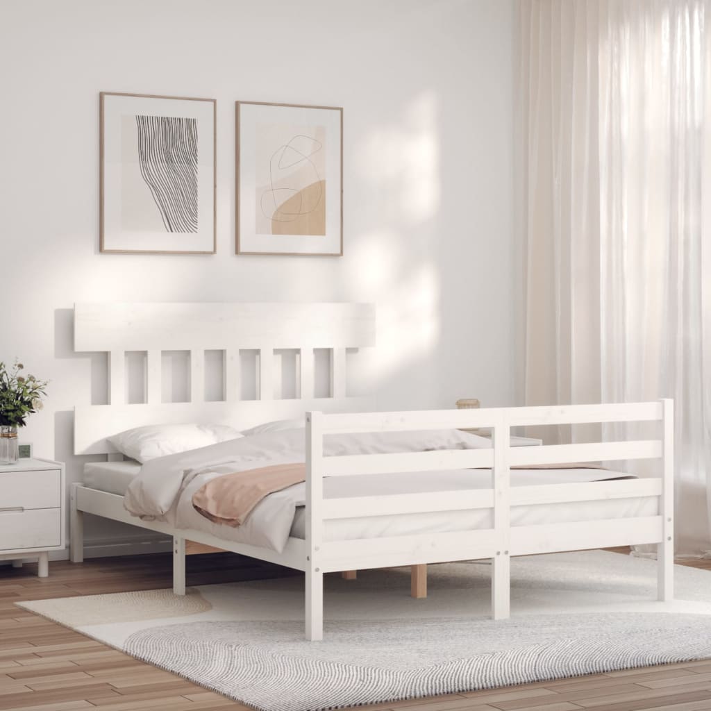 Bed Frame without Mattress White 120x200 cm Solid Wood
