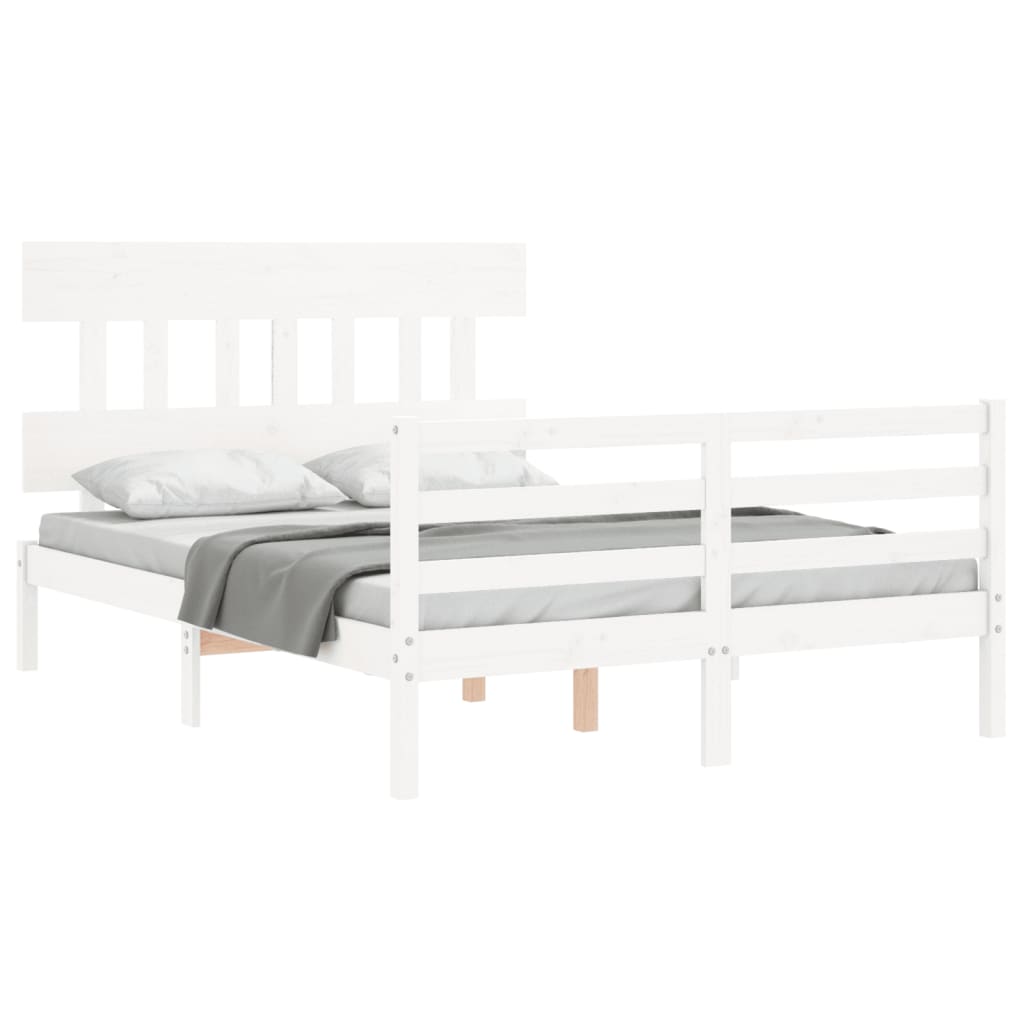 Bed Frame without Mattress White 140x200 cm Solid Wood