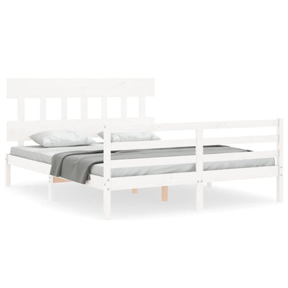 Bed Frame without Mattress White 160x200 cm Solid Wood