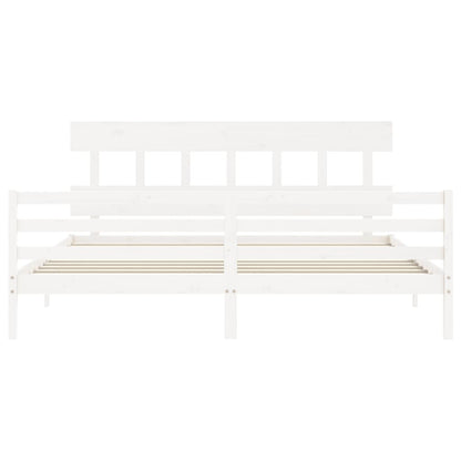 Bed Frame without Mattress White Super King Size Solid Wood