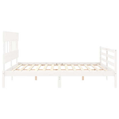 Bed Frame without Mattress White Super King Size Solid Wood