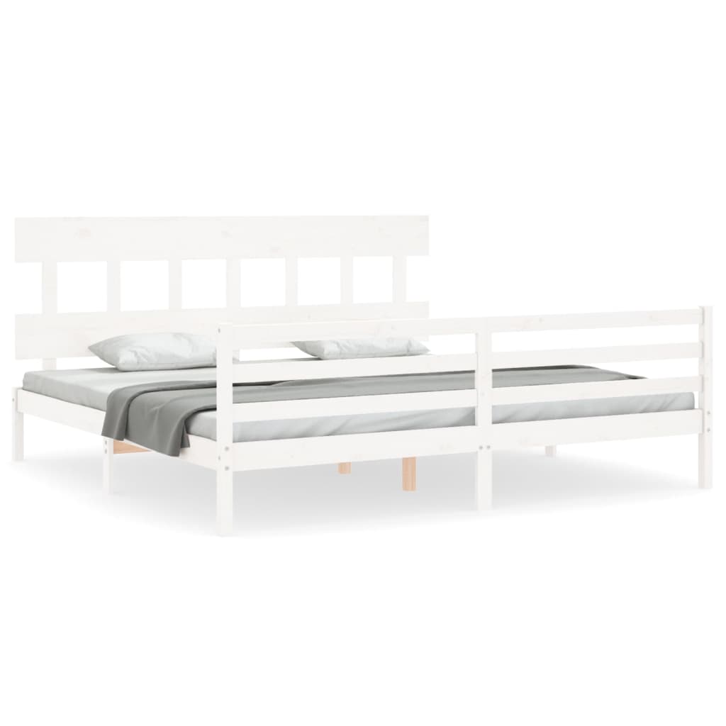 Bed Frame without Mattress White 200x200 cm Solid Wood