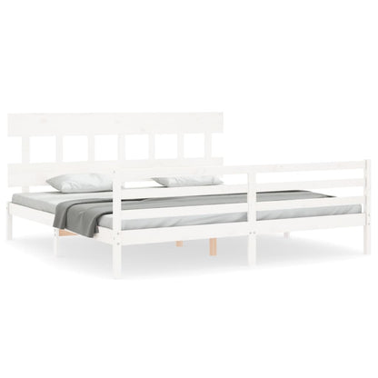 Bed Frame without Mattress White 200x200 cm Solid Wood