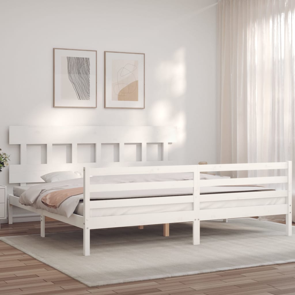 Bed Frame without Mattress White 200x200 cm Solid Wood