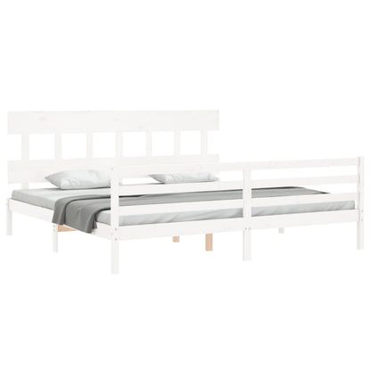 Bed Frame without Mattress White 200x200 cm Solid Wood