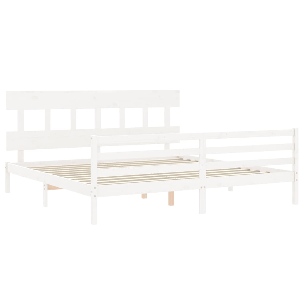 Bed Frame without Mattress White 200x200 cm Solid Wood
