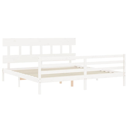Bed Frame without Mattress White 200x200 cm Solid Wood